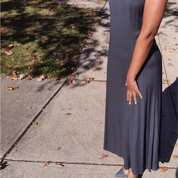 Vtg Giorgio Armani Le Collezioni Grey Maxi Dress Size 10 - Picture 6 of 15